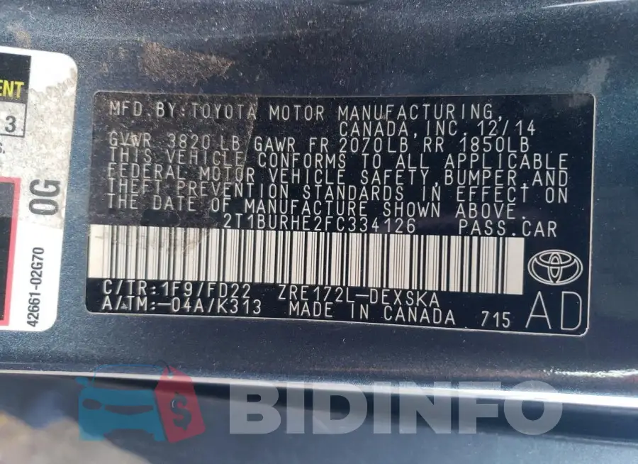 2T1BURHE2FC334126 Photo# 12