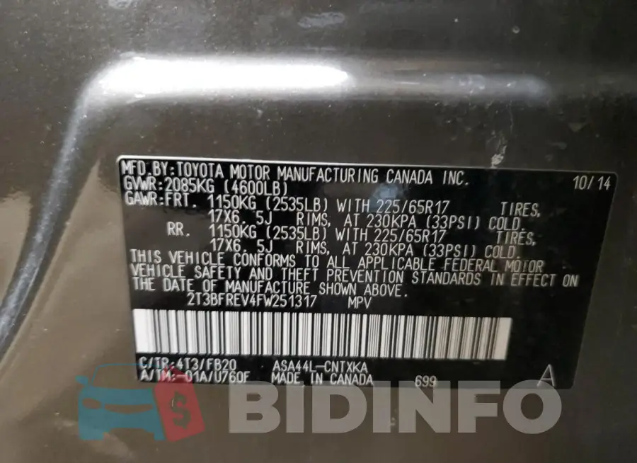 2T3BFREV4FW251317 Photo# 13