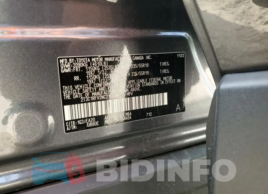 2T3C1RFV2NC212694 Photo# 13