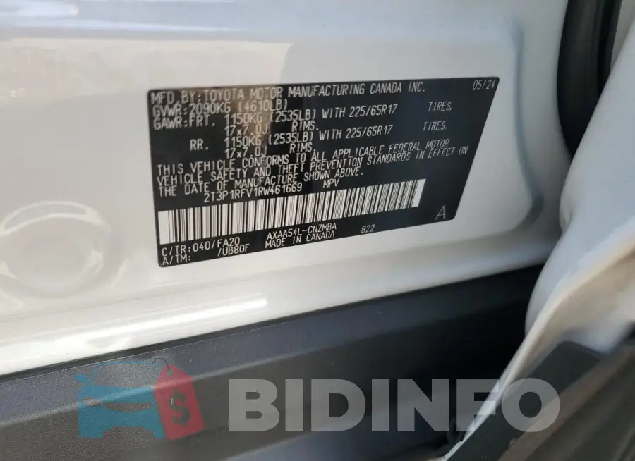 2T3P1RFV1RW461669 Photo# 12