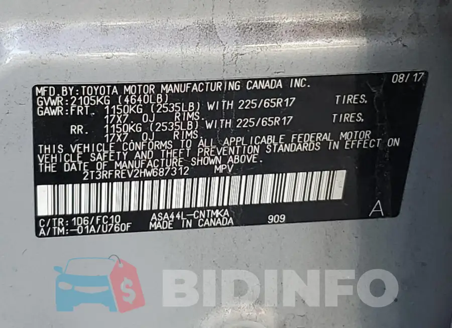 2T3RFREV2HW687312 Photo# 13