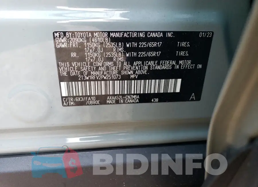2T3W1RFV2PW251073 Photo# 13