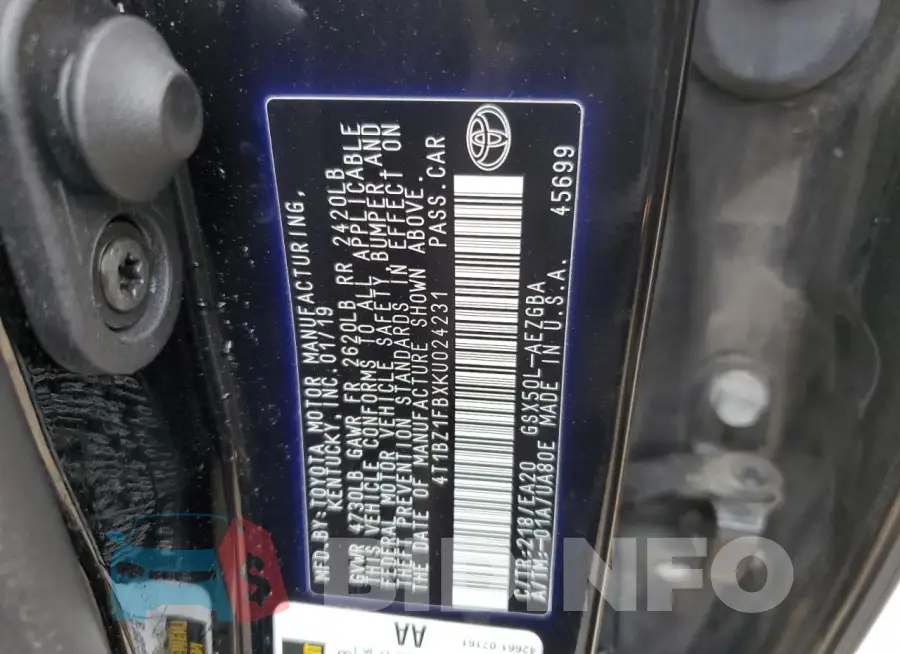 4T1BZ1FBXKU024231 Photo# 12