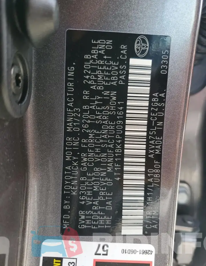 4T1F11BK4PU091641 Photo# 12