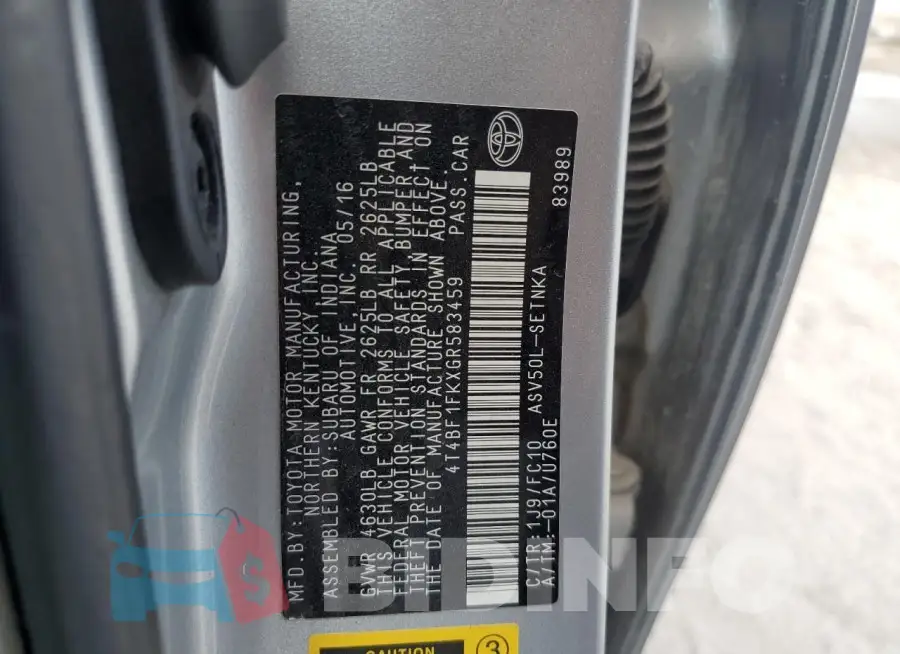 4T4BF1FKXGR583459 Photo# 13
