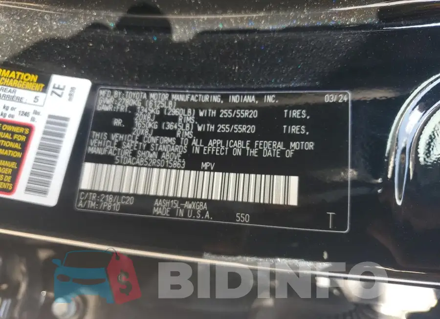 5TDACAB52RS015863 Photo# 14