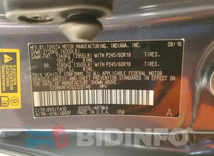 5TDBKRFH5GS320748 Photo# 13