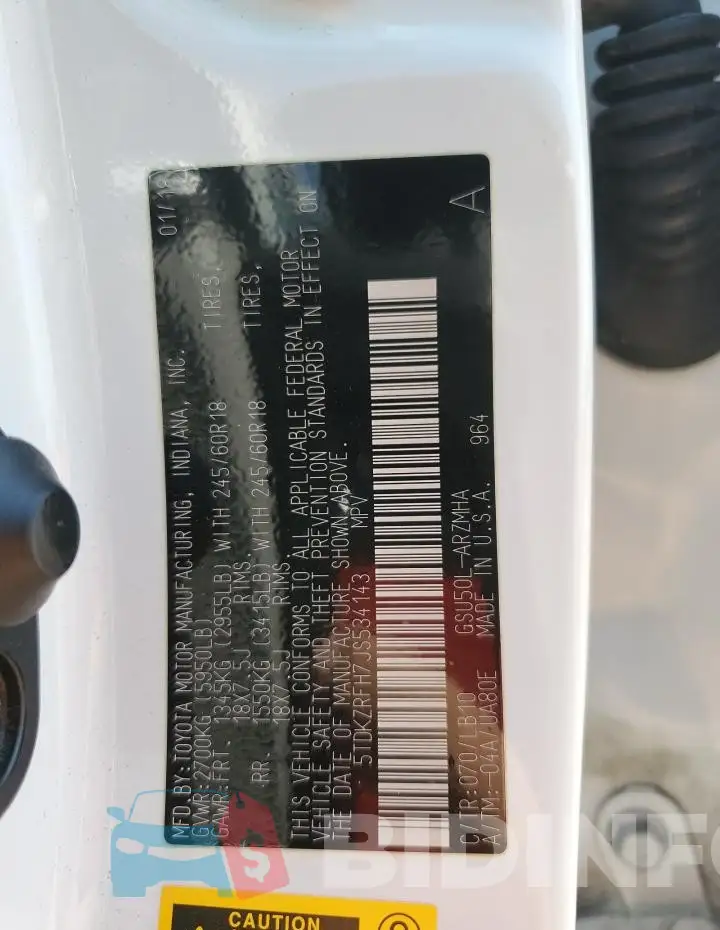 5TDKZRFH7JS534143 Photo# 13