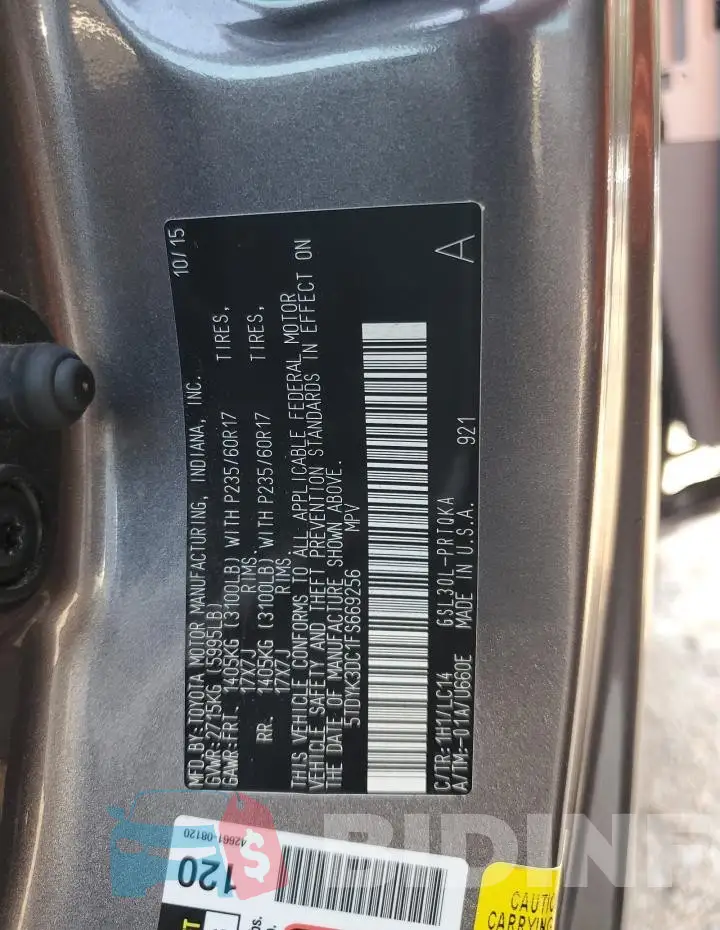 5TDYK3DC1FS669256 Photo# 13