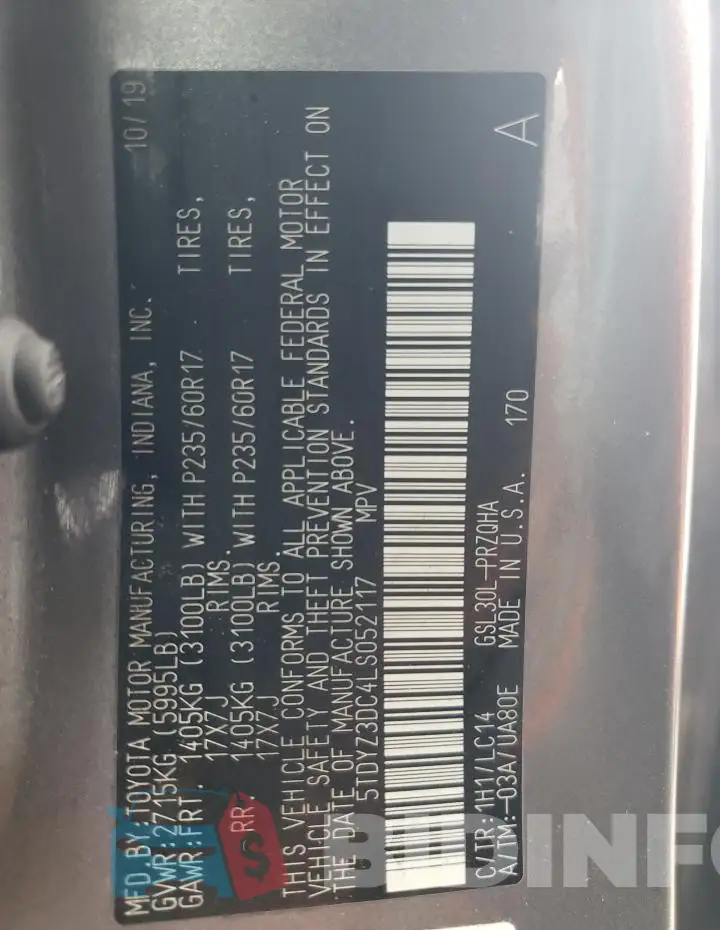 5TDYZ3DC4LS052117 Photo# 14