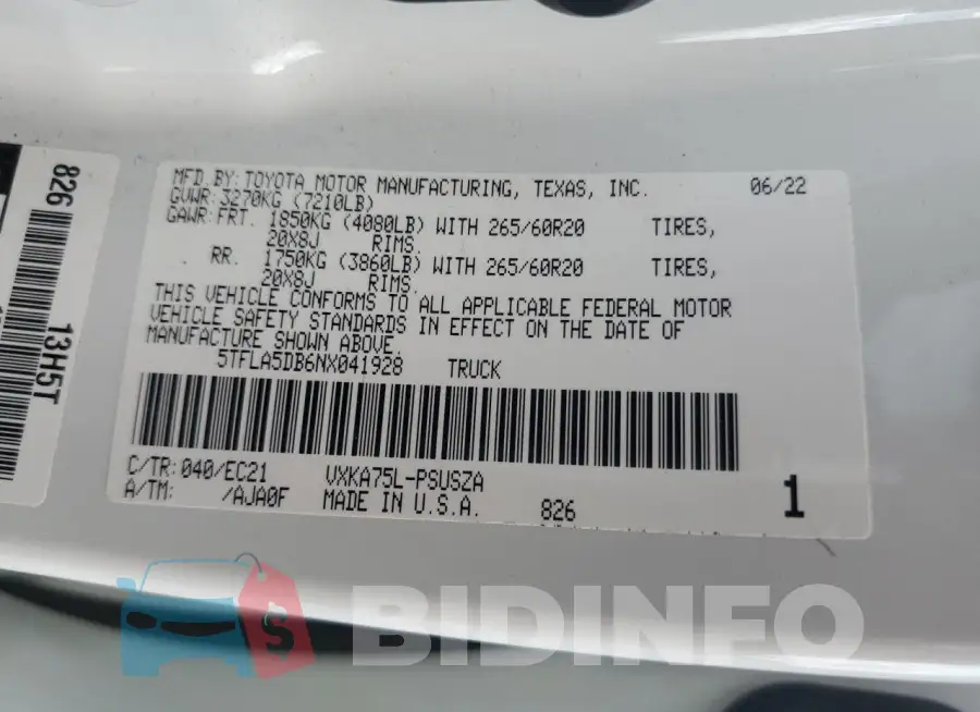5TFLA5DB6NX041928 Photo# 12