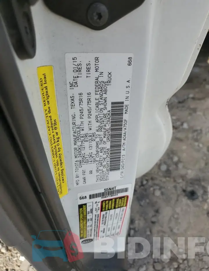 5TFUU4ENXFX125458 Photo# 12