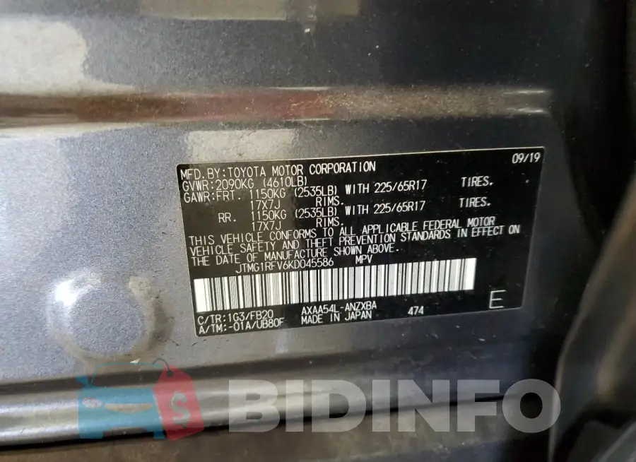JTMG1RFV6KD045586 Photo# 13