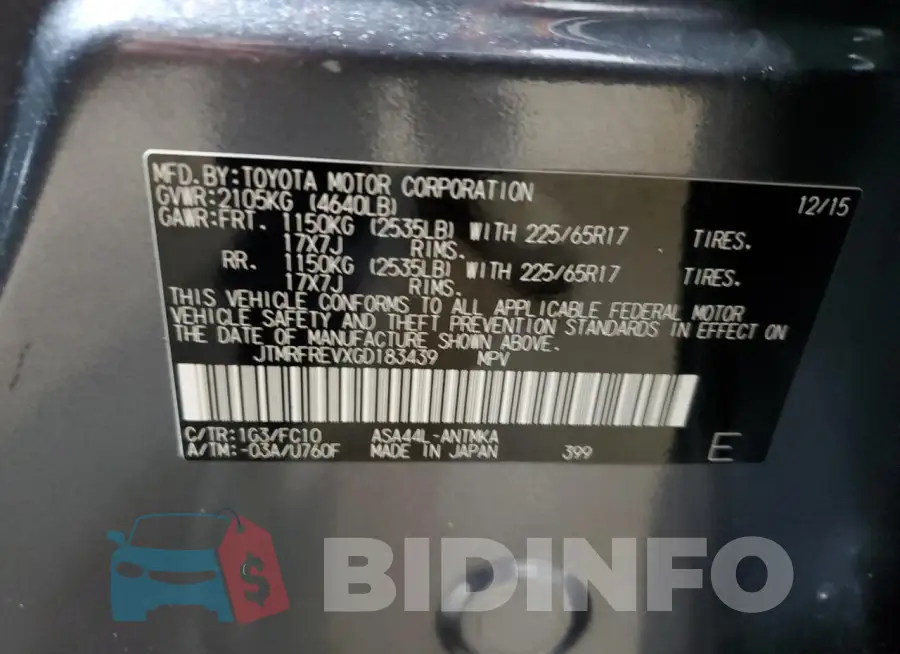 JTMRFREVXGD183439 Photo# 13