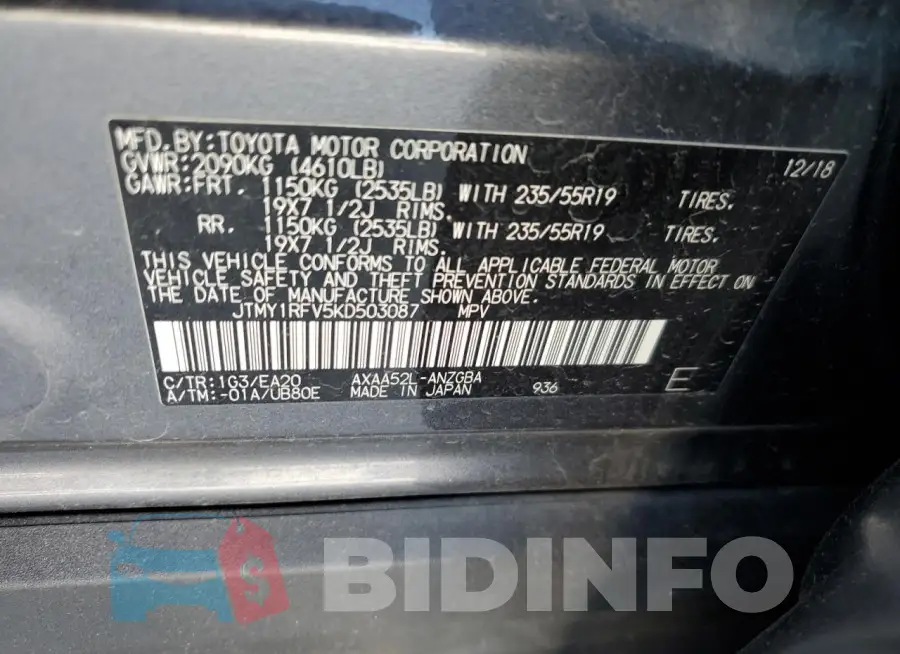 JTMY1RFV5KD503087 Photo# 13