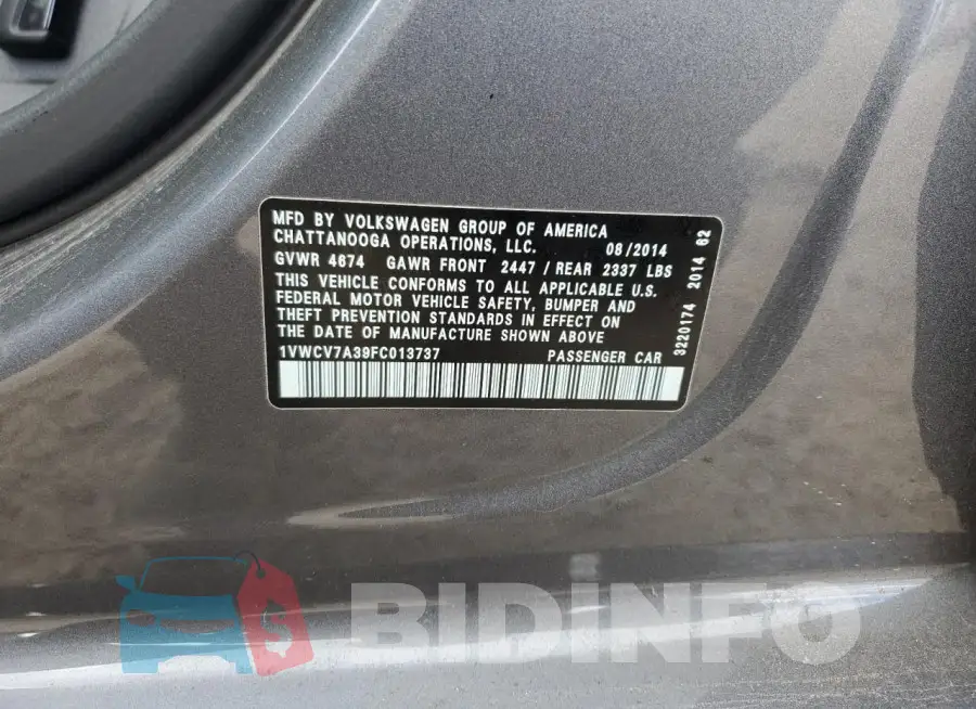 1VWCV7A39FC013737 Photo# 12