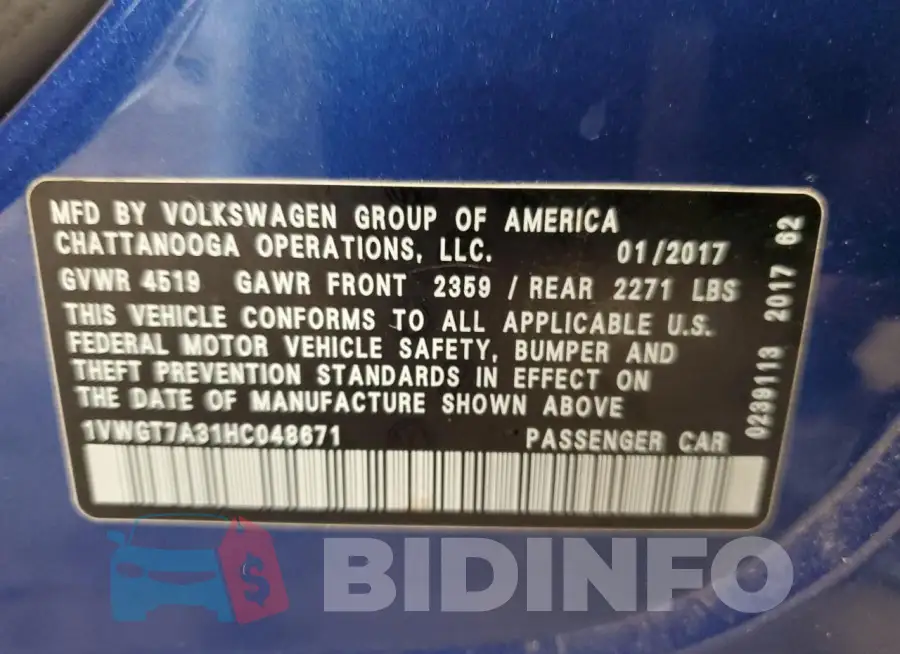 1VWGT7A31HC048671 Photo# 12
