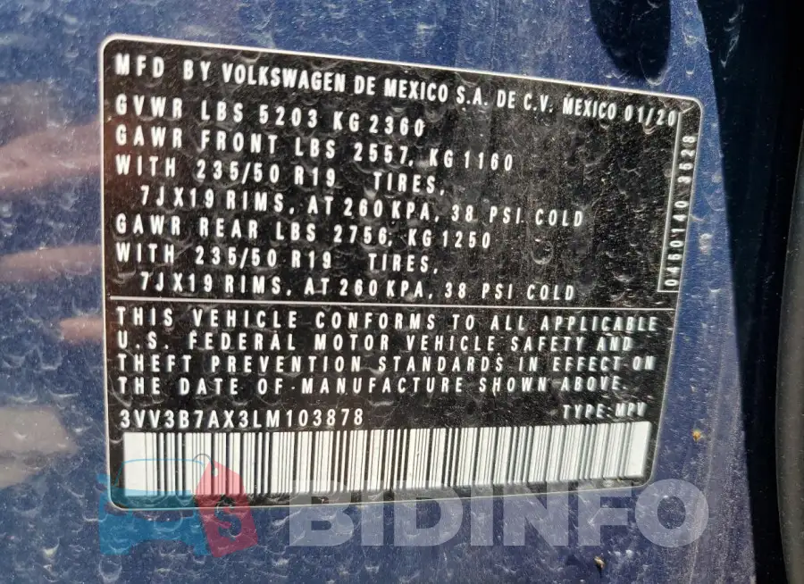 3VV3B7AX3LM103878 Photo# 13