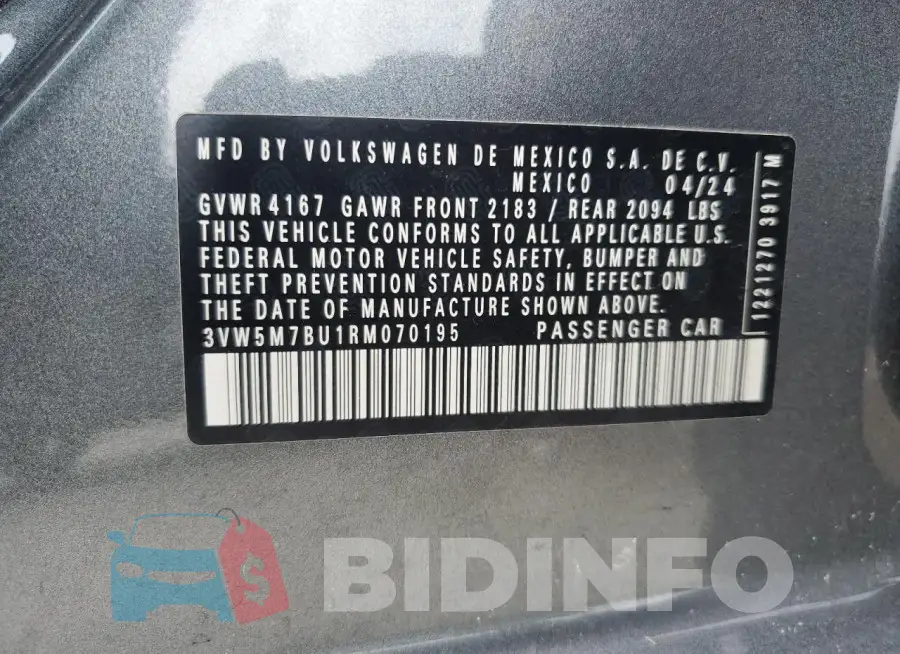 3VW5M7BU1RM070195 Photo# 12