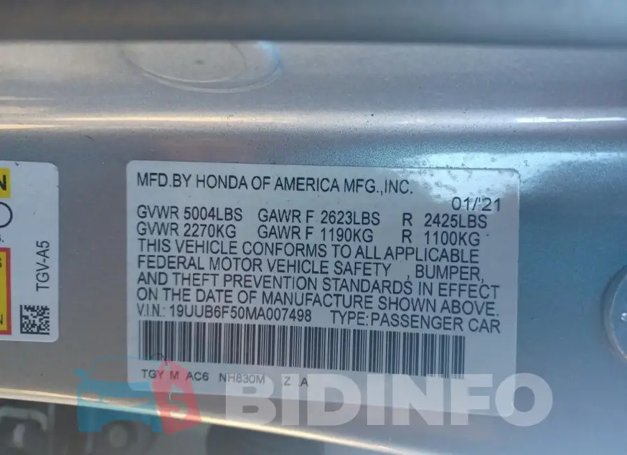 19UUB6F50MA007498 Photo# 10