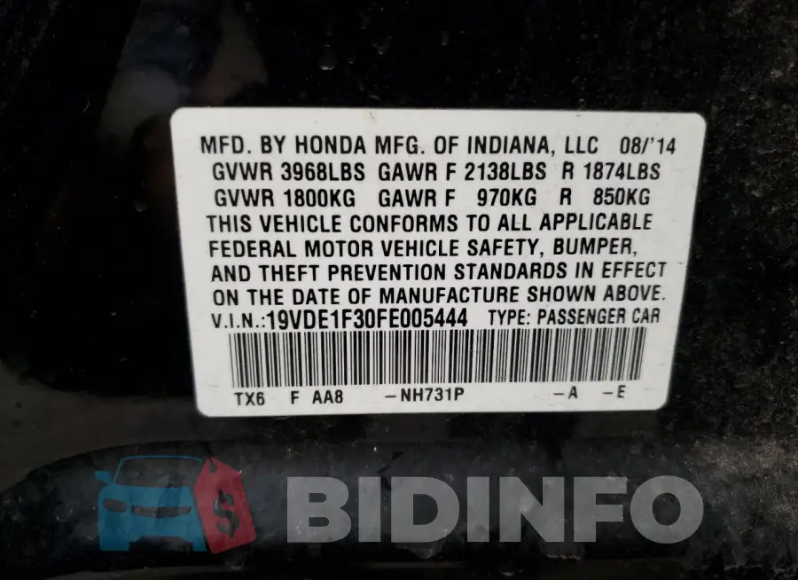 19VDE1F30FE005444 Photo# 13
