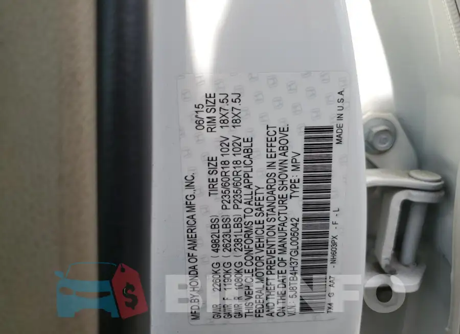5J8TB4H37GL005042 Photo# 13