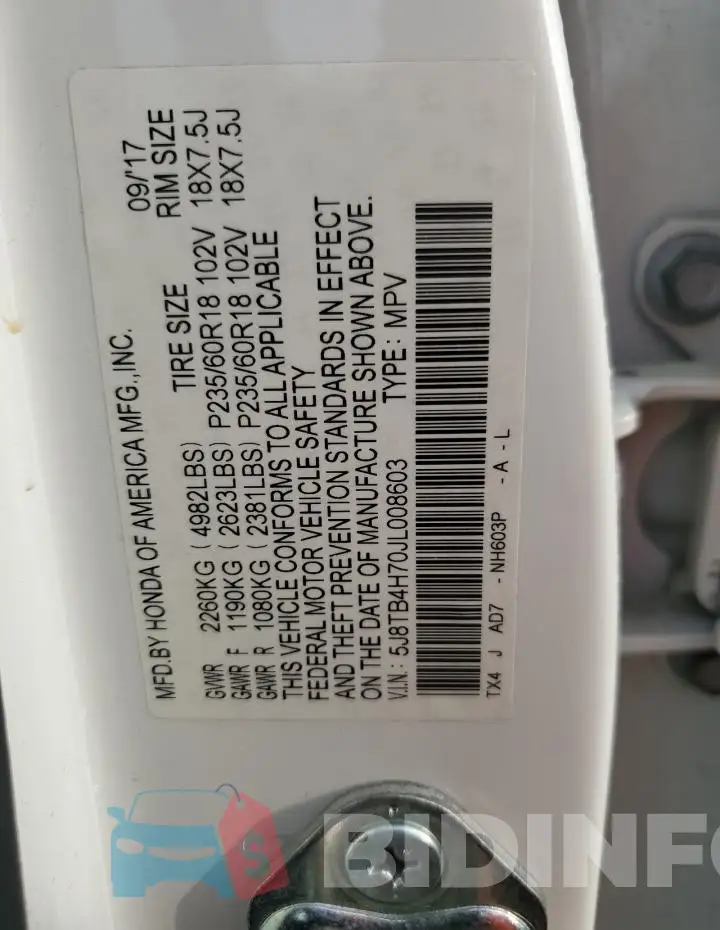 5J8TB4H70JL008603 Photo# 13
