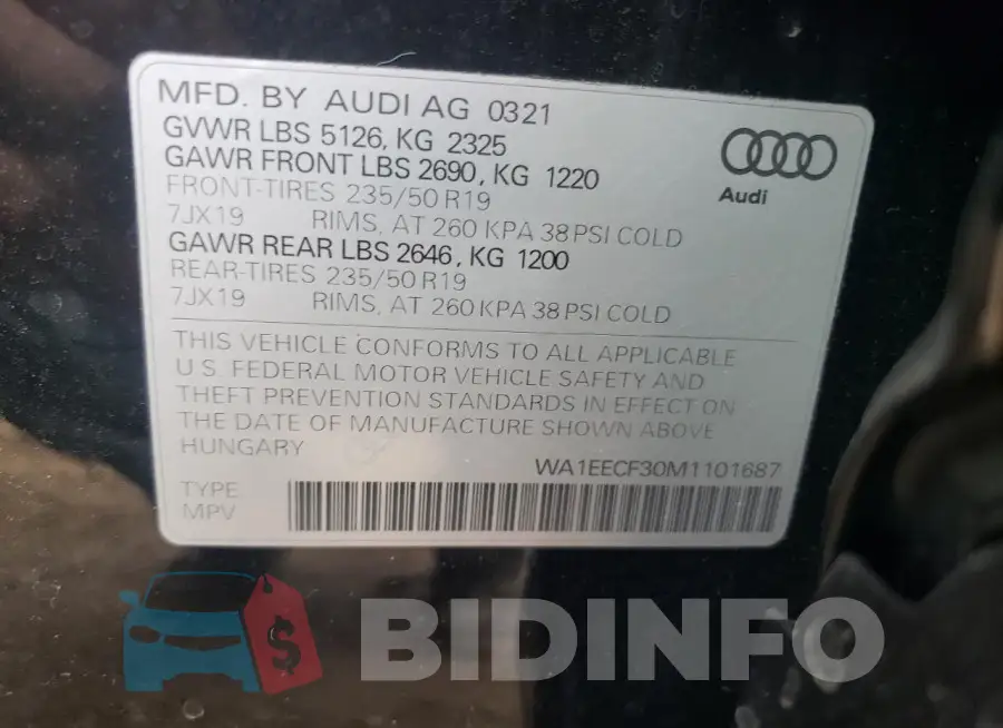 WA1EECF30M1101687 Photo# 12