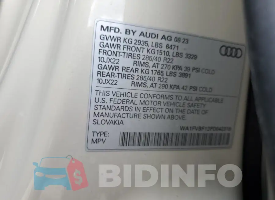WA1FVBF12PD042318 Photo# 13