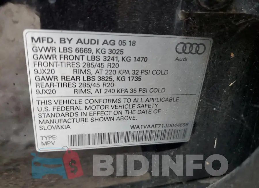 WA1VAAF71JD044896 Photo# 13