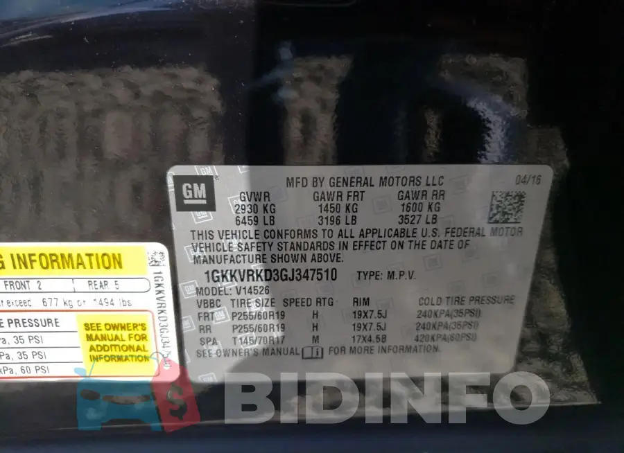 1GKKVRKD3GJ347510 Photo# 14