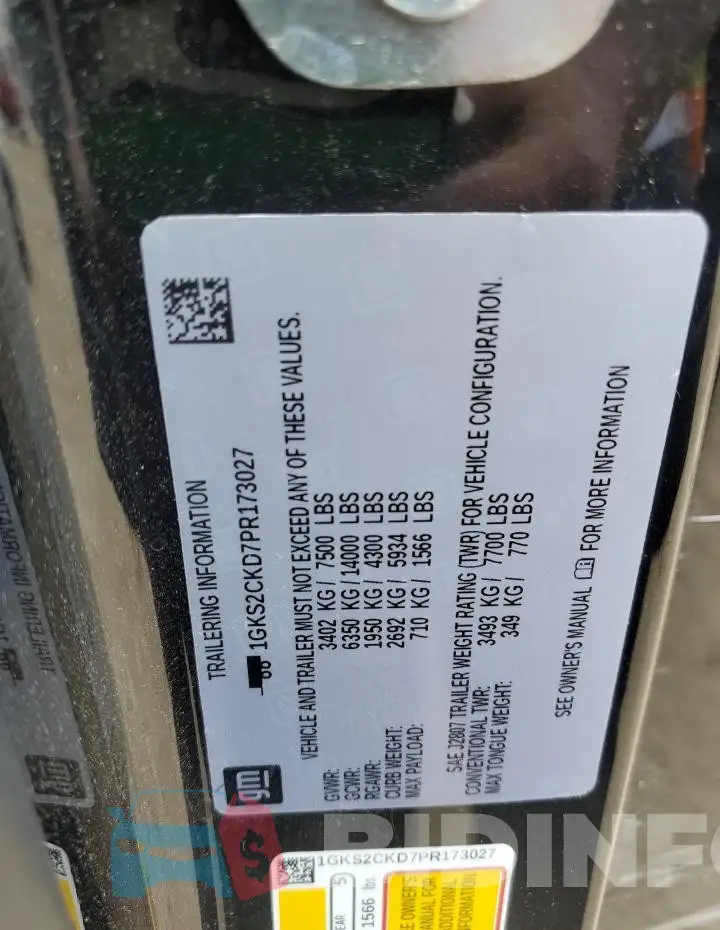 1GKS2CKD7PR173027 Photo# 14