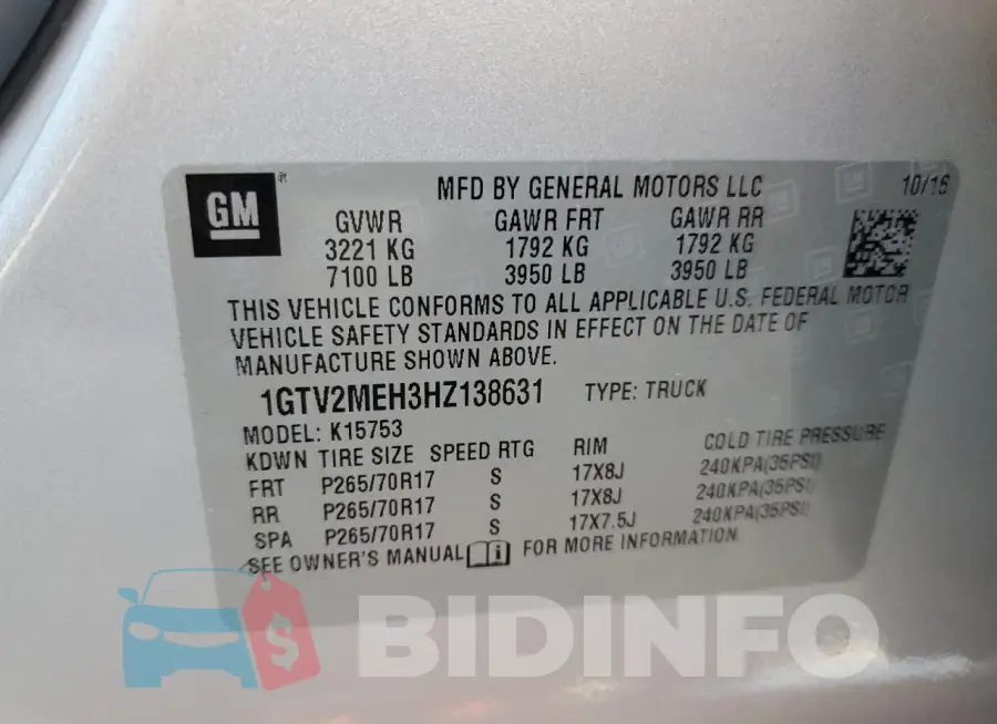 1GTV2MEH3HZ138631 Photo# 12