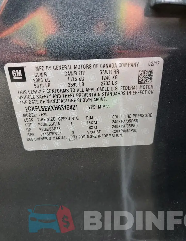 2GKFLSEKXH6315421 Photo# 12