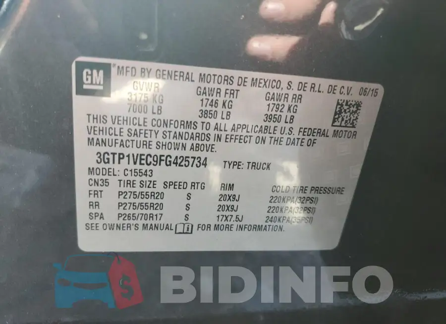 3GTP1VEC9FG425734 Photo# 12