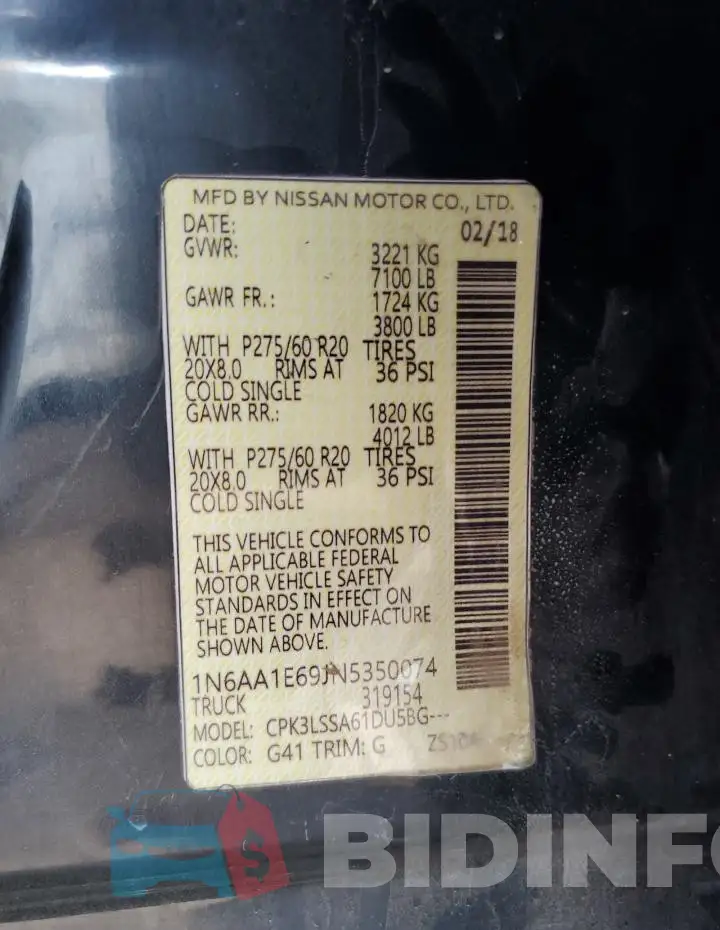 1N6AA1E69JN523264 Photo# 12