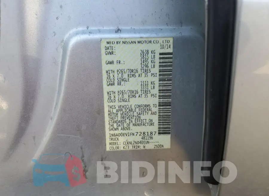 1N6AD0EV1FN728187 Photo# 12