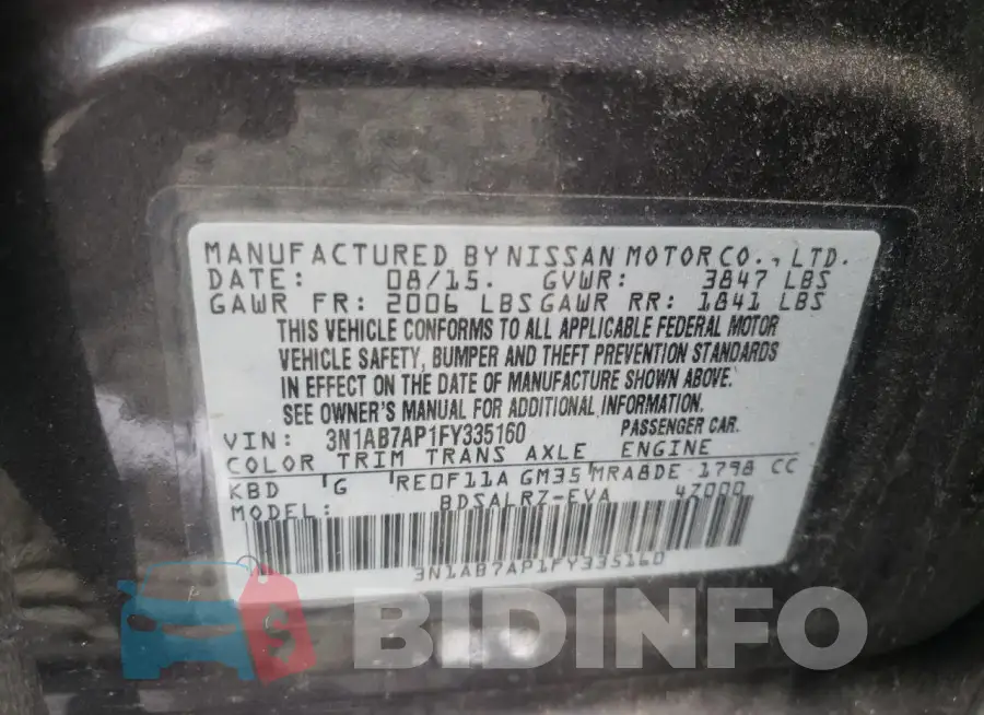 3N1AB7AP1FY335160 Photo# 12