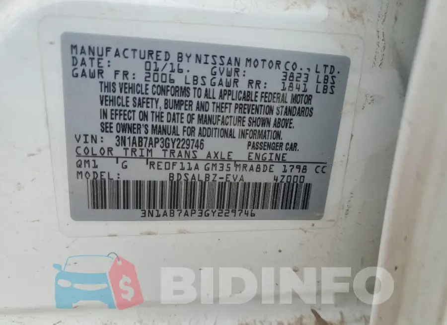 3N1AB7AP3GY229746 Photo# 12