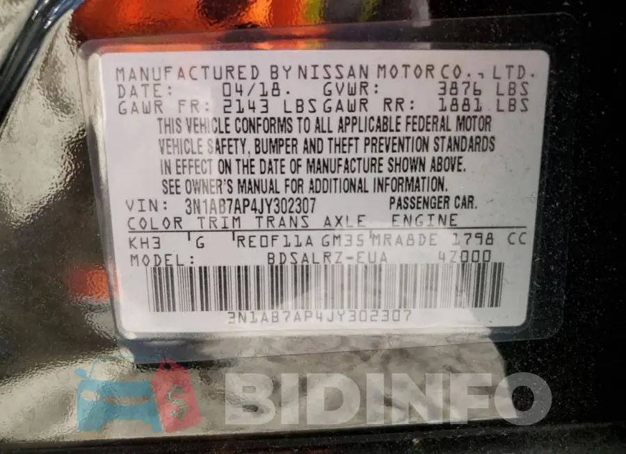 3N1AB7AP4JY302307 Photo# 12