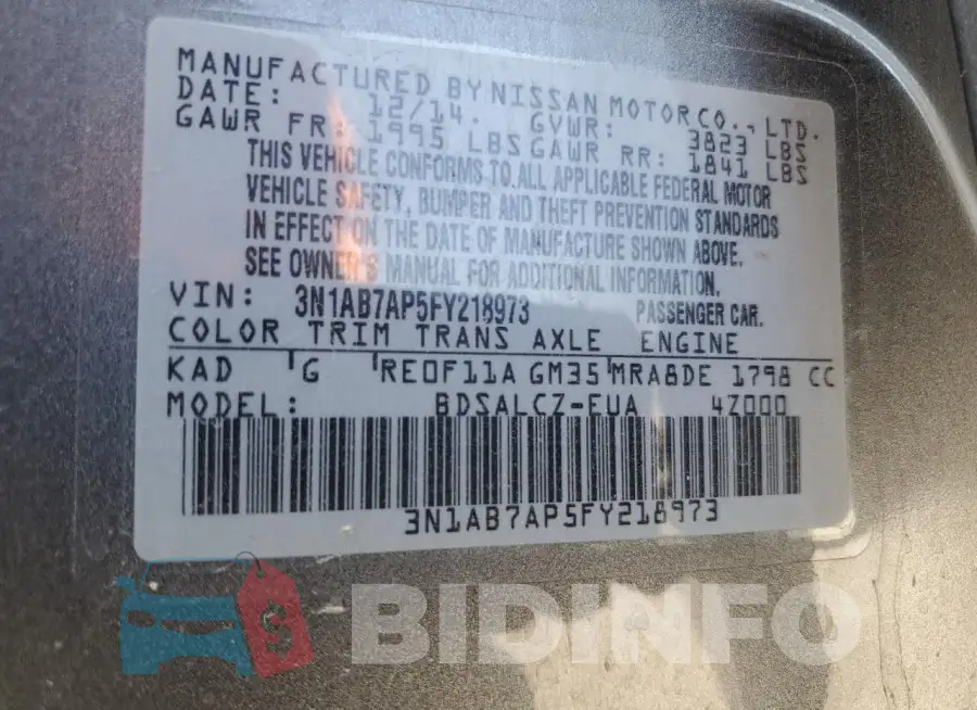 3N1AB7AP5FY218973 Photo# 13