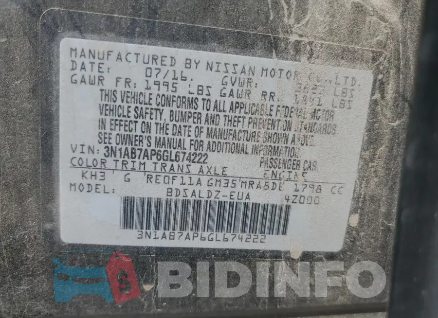 3N1AB7AP6GL674222 Photo# 13