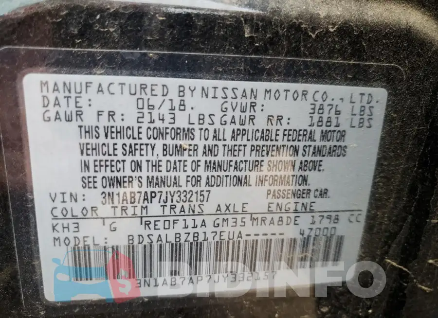 3N1AB7AP7JY332157 Photo# 12