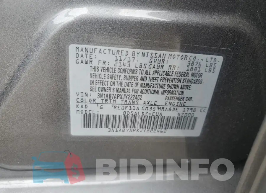 3N1AB7APXJY222462 Photo# 13