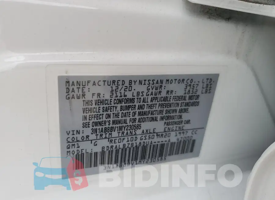 3N1AB8BV1MY230585 Photo# 12