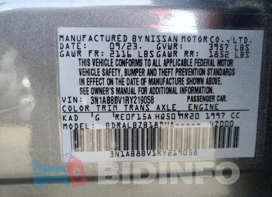 3N1AB8BV1RY219058 Photo# 12