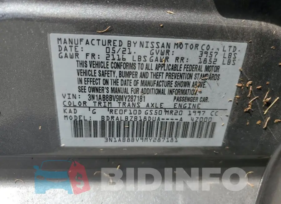 3N1AB8BV9MY287181 Photo# 12