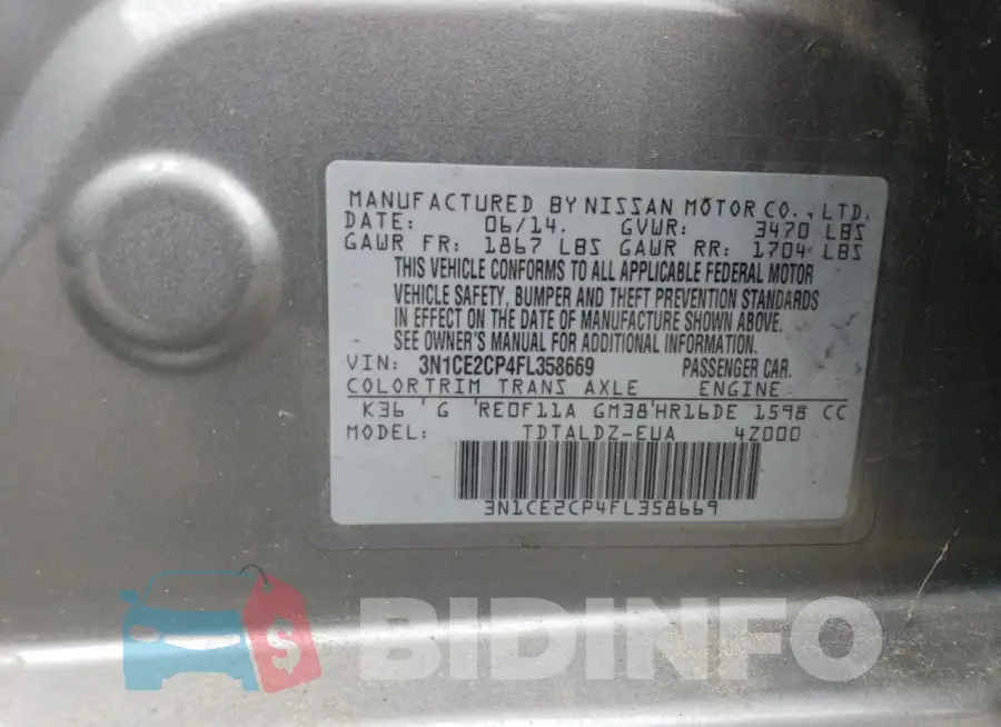 3N1CE2CP4FL358669 Photo# 12