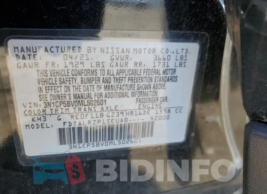 3N1CP5BV0ML502601 Photo# 12