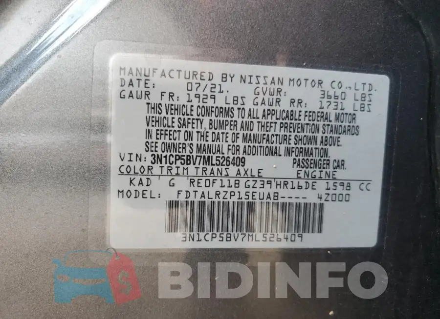 3N1CP5BV7ML526409 Photo# 12